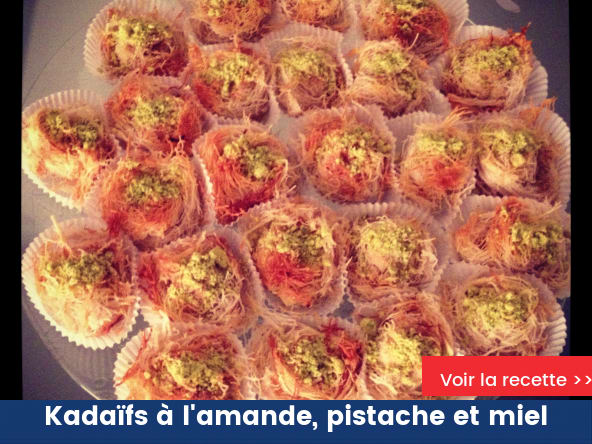 Kadaifs à l'amande, aux pistaches, miel et fleur d'oranger